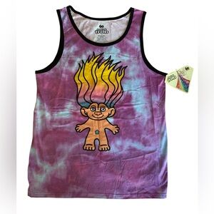 NWT Good Luck Trolls Woman’s Colorful Tie-Dye Tank Top 60 Year Anniversary Med.